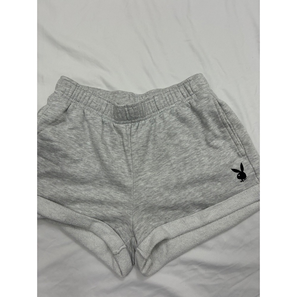 Playboy by PacSun Sweat Shorts Womens S Gray Heathered Bunny Logo Athleisure